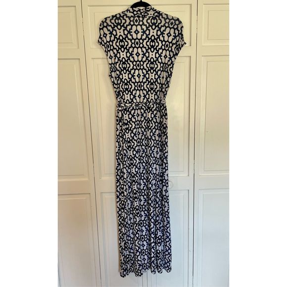 Tommy bahama blue and white geometric printed maxi dress large - Picture 7 of 10